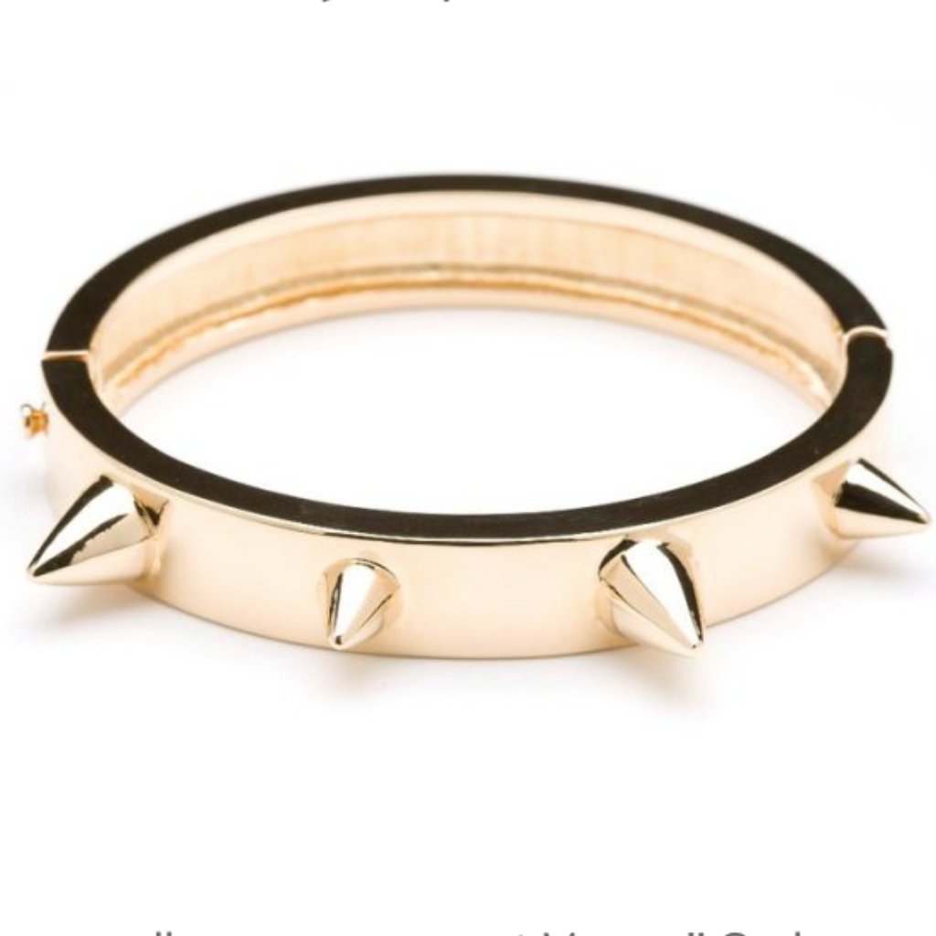 Cc Skye Gold Mercy Spike Bracelet 18k Gold Plated Bangle Size 6.75